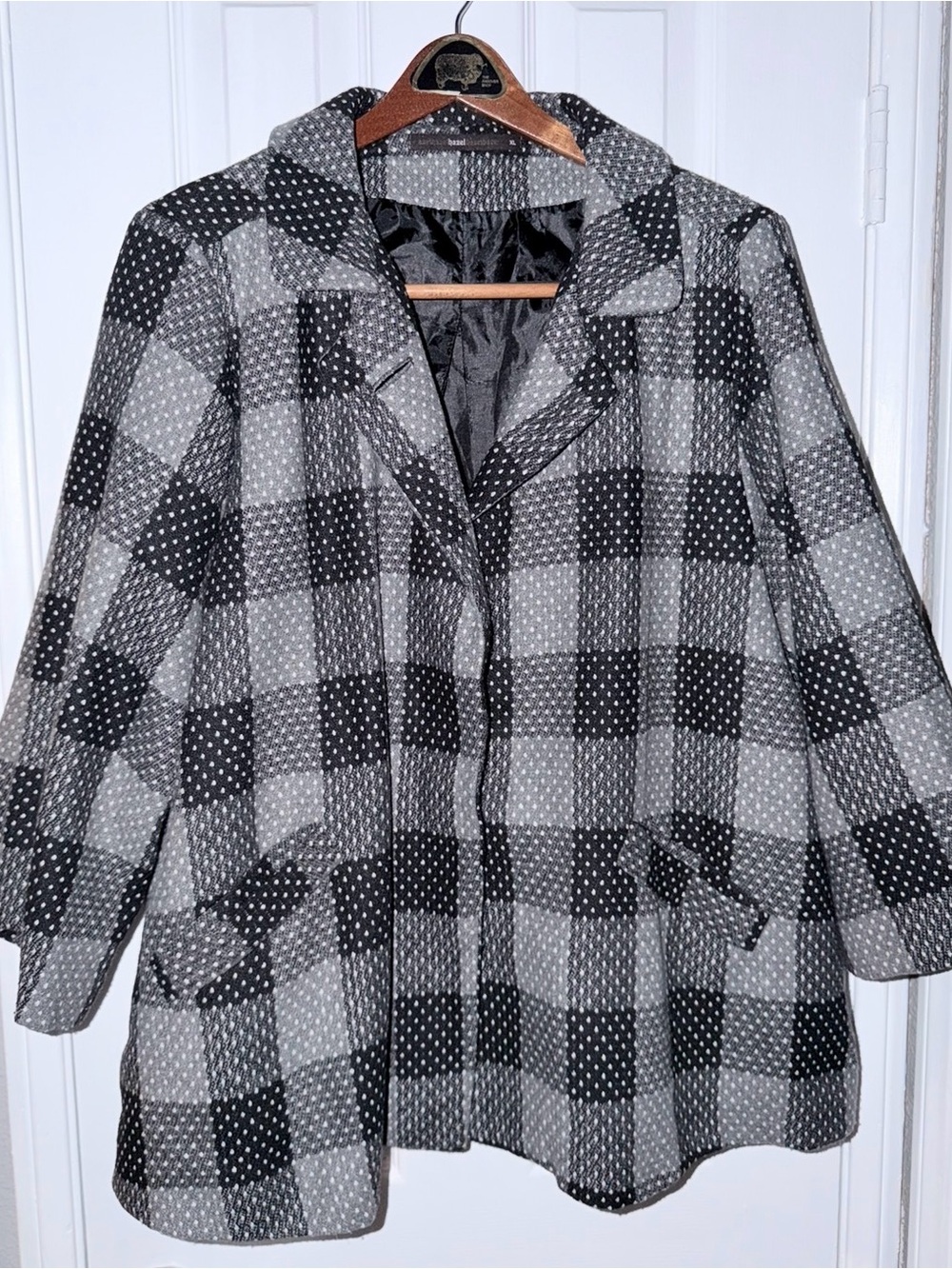 hazel Black & Gray Plaid Wool-Blend Jacket